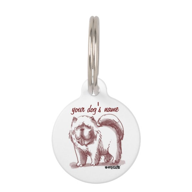 chow chow funny dog cartoon pet ID tag (Back)