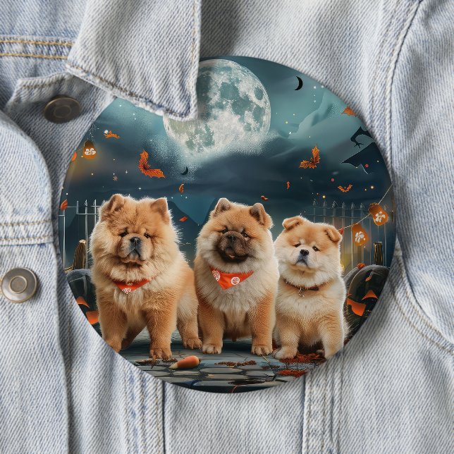 Chow Chow Halloween Spooky Button (In Situ)