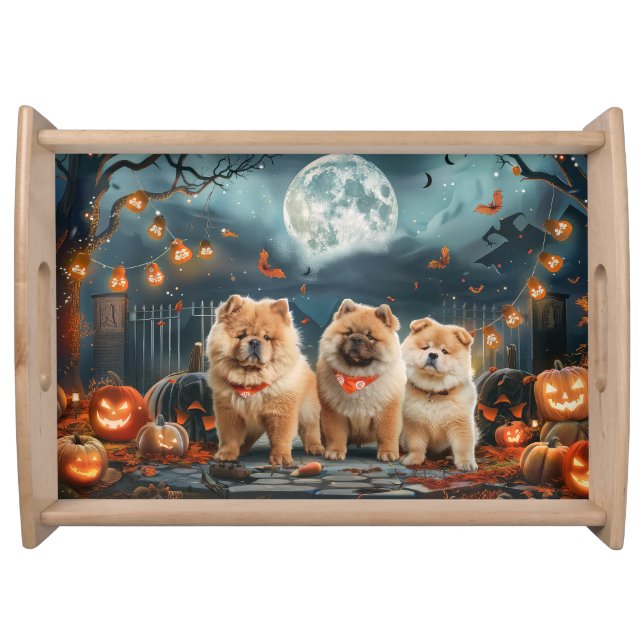 Chow Chow Halloween Spooky Serving Tray (Front)