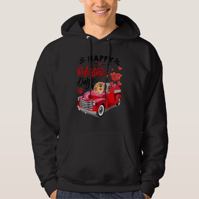 Chow Chow Heart Red Truck Happy Valentine Day Dog Hoodie (Front)