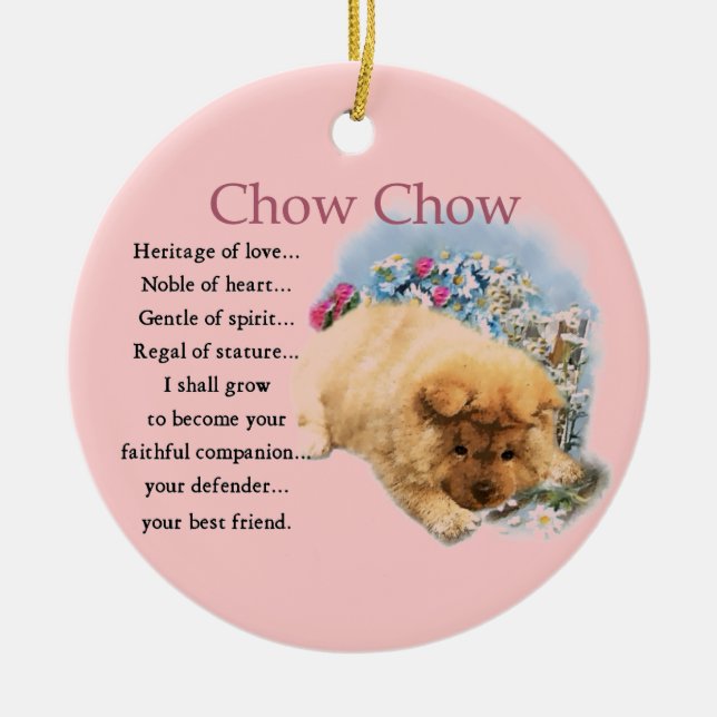 Chow Chow Heritage of Love Puppy Ceramic Ornament (Front)