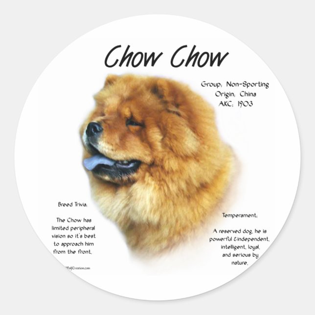 Chow Chow History Design Classic Round Sticker (Front)