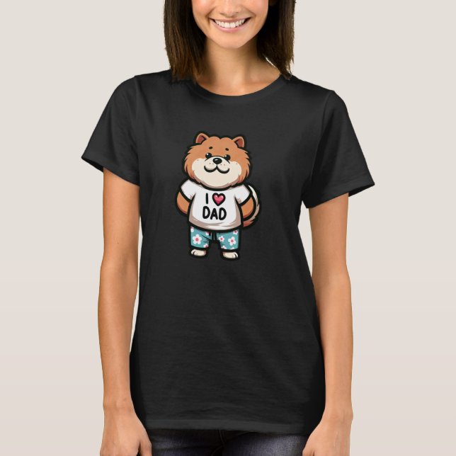 Chow Chow I Love Dad Dog Funny Father T-Shirt (Front)