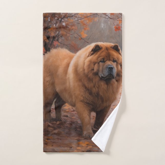 Chow Chow in Autumn Leaves Fall Inspire  Bath Towel Set (Hand Towel)