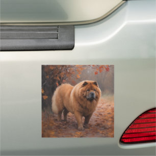 Chow Chow in Autumn Leaves Fall Inspire Car Magnet