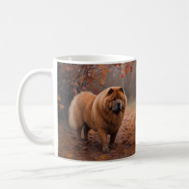 Chow Chow in Autumn Leaves Fall Inspire  Coffee Mug (Left)