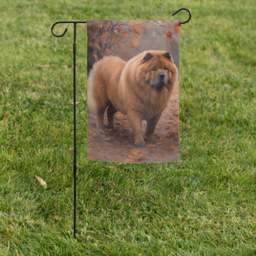 Chow Chow in Autumn Leaves Fall Inspire  Garden Flag