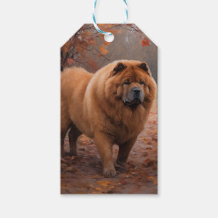 Chow Chow in Autumn Leaves Fall Inspire  Gift Tags