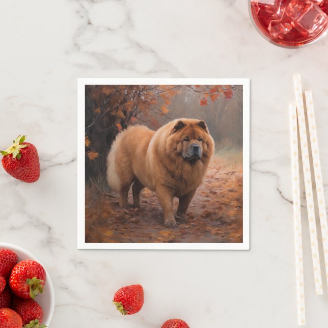 Chow Chow in Autumn Leaves Fall Inspire  Napkins (Insitu)