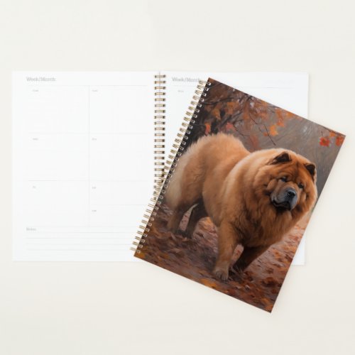 Chow Chow in Autumn Leaves Fall Inspire  Planner