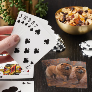 Chow Chow in Autumn Leaves Fall Inspire Poker Cards