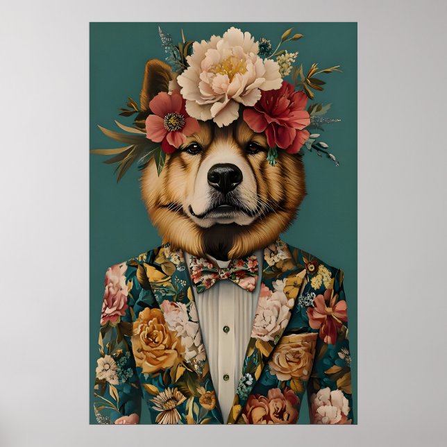 Chow Chow In Suit Poster, Chow Chow Portrait, Chow Poster (Front)
