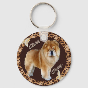 Chow Chow Leopard with Pawprint Keychain