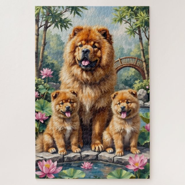 Chow Chow Lotus Garden Art Jigsaw Puzzle (Vertical)
