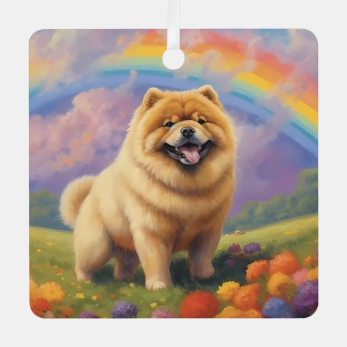 Chow Chow Memorial Custom Dog Name Rainbow Bridge Metal Ornament