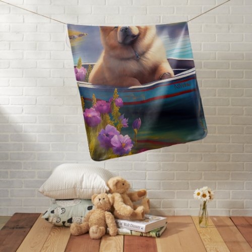 Chow Chow on a Paddle A Scenic Adventure Baby Blanket
