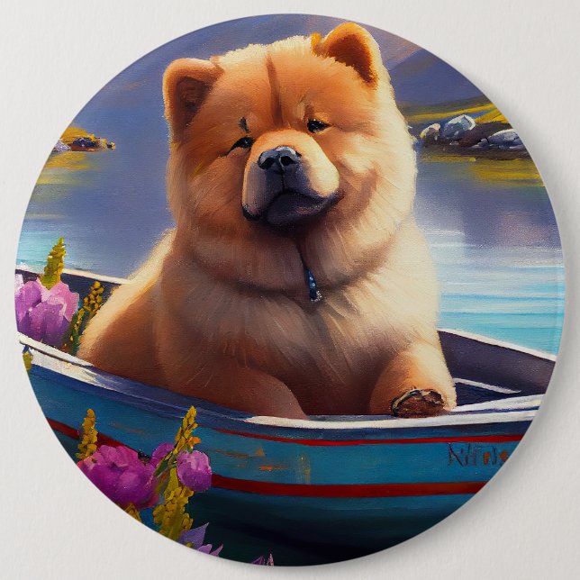 Chow Chow on a Paddle: A Scenic Adventure Button (Front)