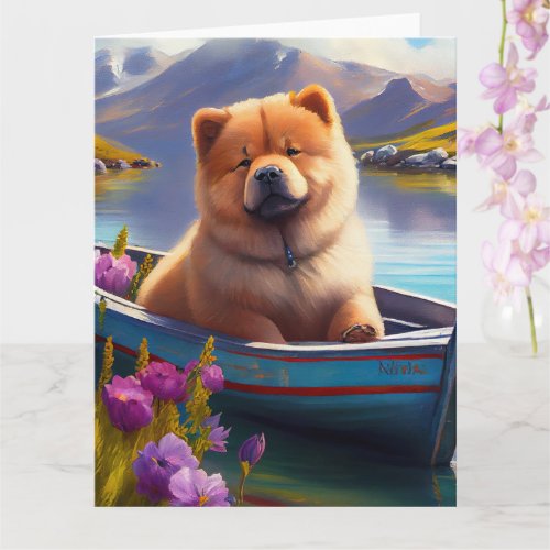Chow Chow on a Paddle A Scenic Adventure Card