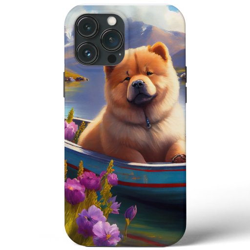 Chow Chow on a Paddle: A Scenic Adventure iPhone 13 Pro Max Case