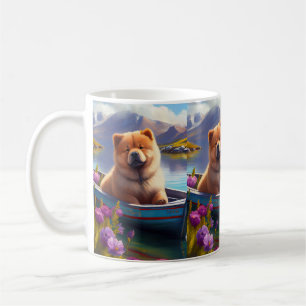 Chow Chow on a Paddle: A Scenic Adventure Coffee Mug