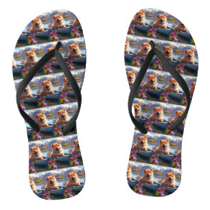 Chow Chow on a Paddle: A Scenic Adventure Flip Flops
