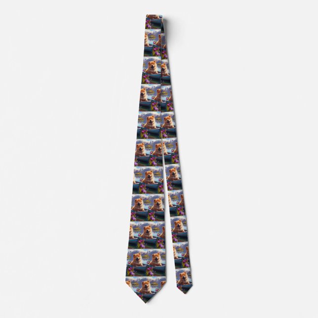 Chow Chow on a Paddle: A Scenic Adventure Neck Tie (Front)