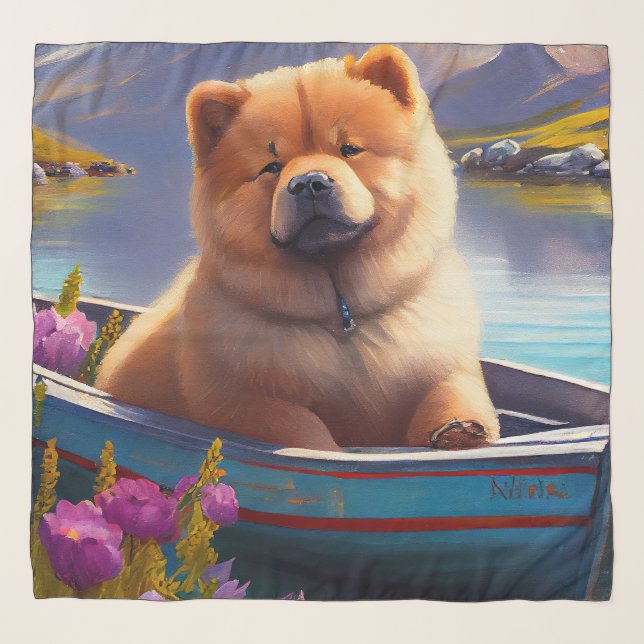 Chow Chow on a Paddle: A Scenic Adventure Scarf (Front)