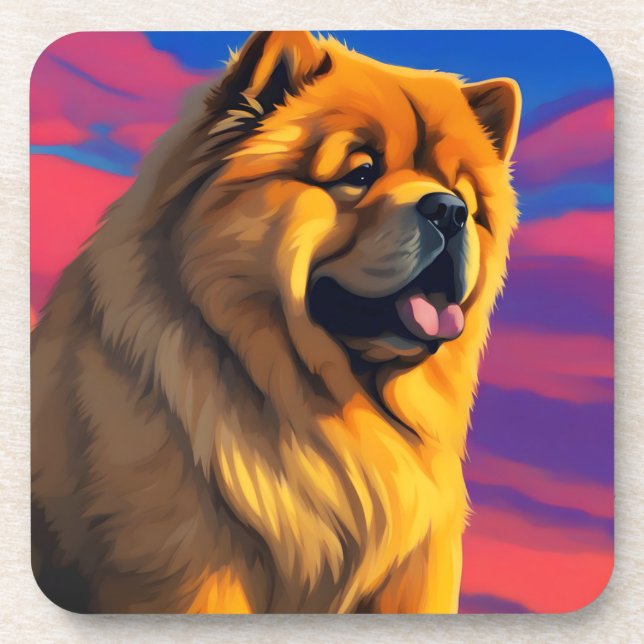 Chow Chow Painting Beverage Coaster (Front)