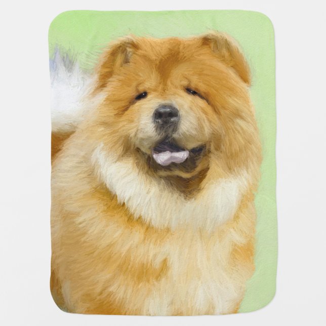 Chow Chow Painting - Cute Original Dog Art Baby Blanket (Front)