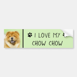Chow Chow Painting - Cute Original Dog Art Bumper Sticker