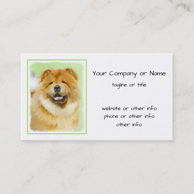Chow Chow Painting - Cute Original Dog Art Business Card (Front)
