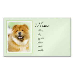 Chow Chow Painting - Cute Original Dog Art Business Card Magnet
