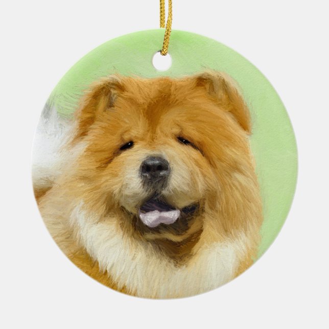 Chow Chow Painting - Cute Original Dog Art Ceramic Ornament (Front)