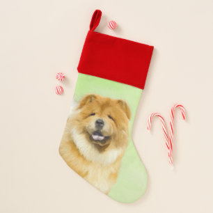 Chow Chow Painting - Cute Original Dog Art Christmas Stocking