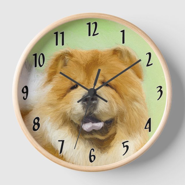 Chow Chow Painting - Cute Original Dog Art Clock (Front)