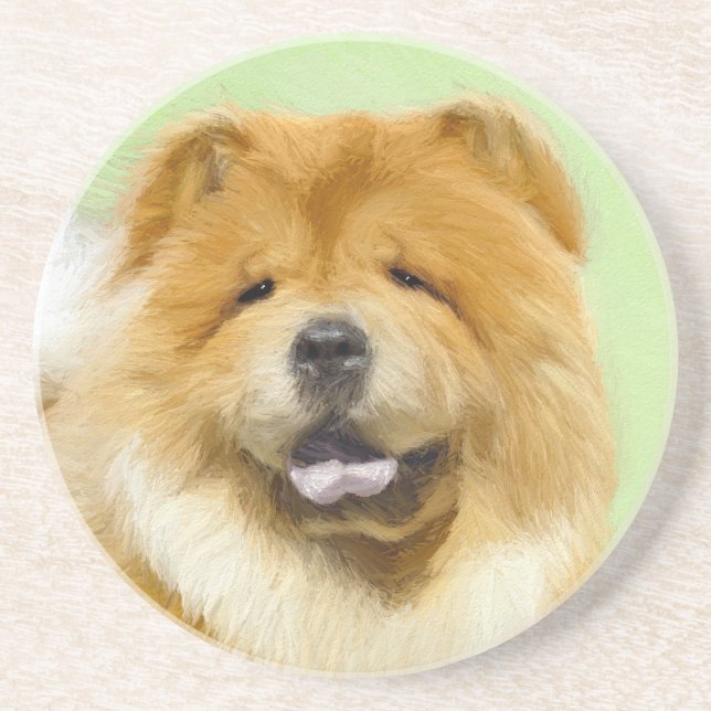 Chow Chow Painting - Cute Original Dog Art Coaster (Front)