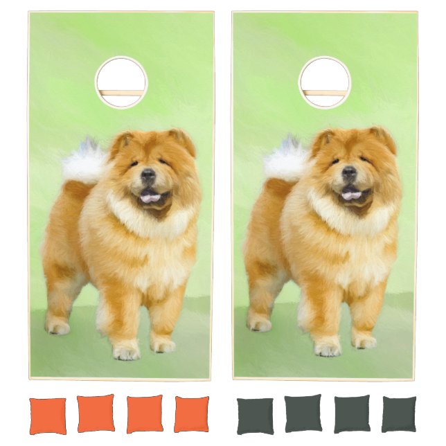 Chow Chow Painting - Cute Original Dog Art Cornhole Set (Set)