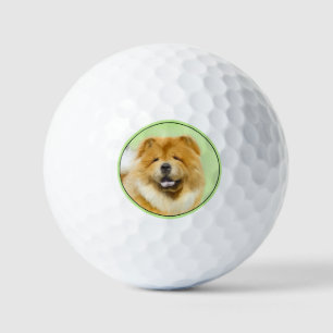 Chow Chow Painting - Cute Original Dog Art Golf Balls