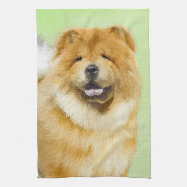 Chow Chow Painting - Cute Original Dog Art Kitchen Towel (Vertical)