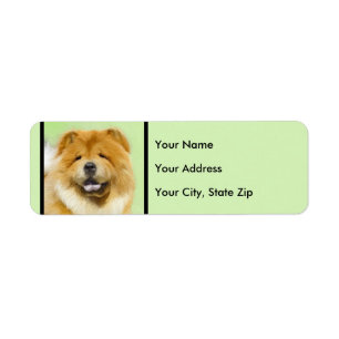 Chow Chow Painting - Cute Original Dog Art Label