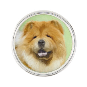 Chow Chow Painting - Cute Original Dog Art Lapel Pin
