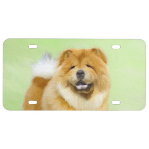 Chow Chow Painting - Cute Original Dog Art License Plate