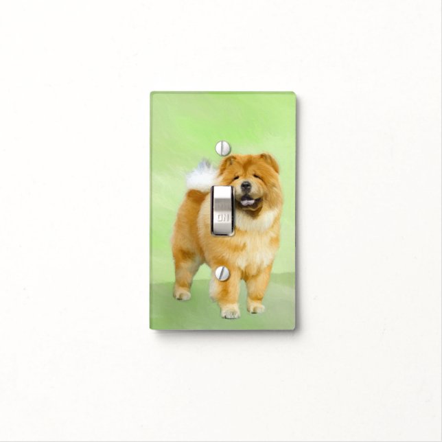 Chow Chow Painting - Cute Original Dog Art Light Switch Cover (In Situ)
