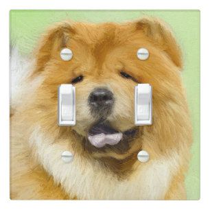 Chow Chow Painting - Cute Original Dog Art Light Switch Cover