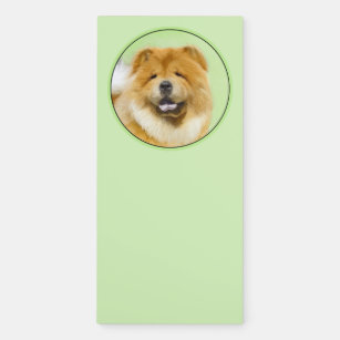 Chow Chow Painting - Cute Original Dog Art Magnetic Notepad