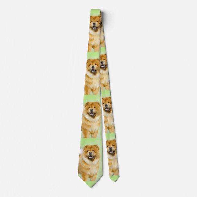 Chow Chow Painting - Cute Original Dog Art Neck Tie (Front)