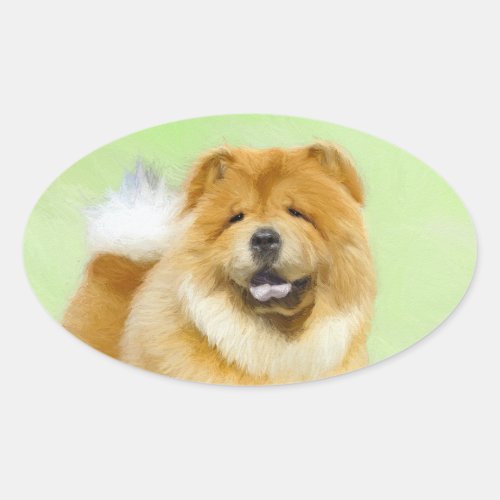 Chow Chow Painting _ Cute Original Dog Art Oval Sticker