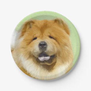 Chow Chow Painting - Cute Original Dog Art Paper Plates