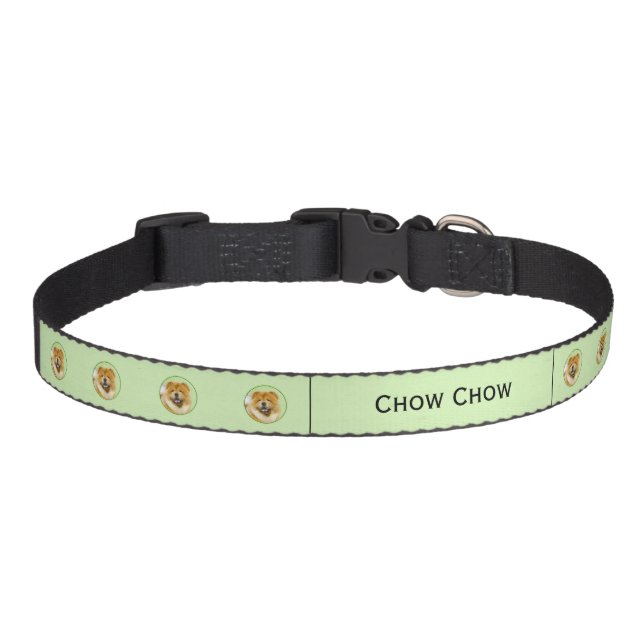 Chow Chow Painting - Cute Original Dog Art Pet Col Pet Collar (Front)
