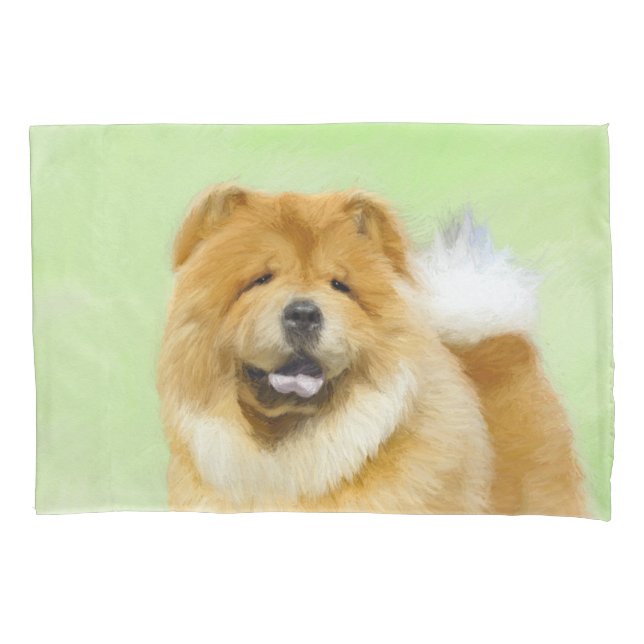 Chow Chow Painting - Cute Original Dog Art Pillow Case (Front)